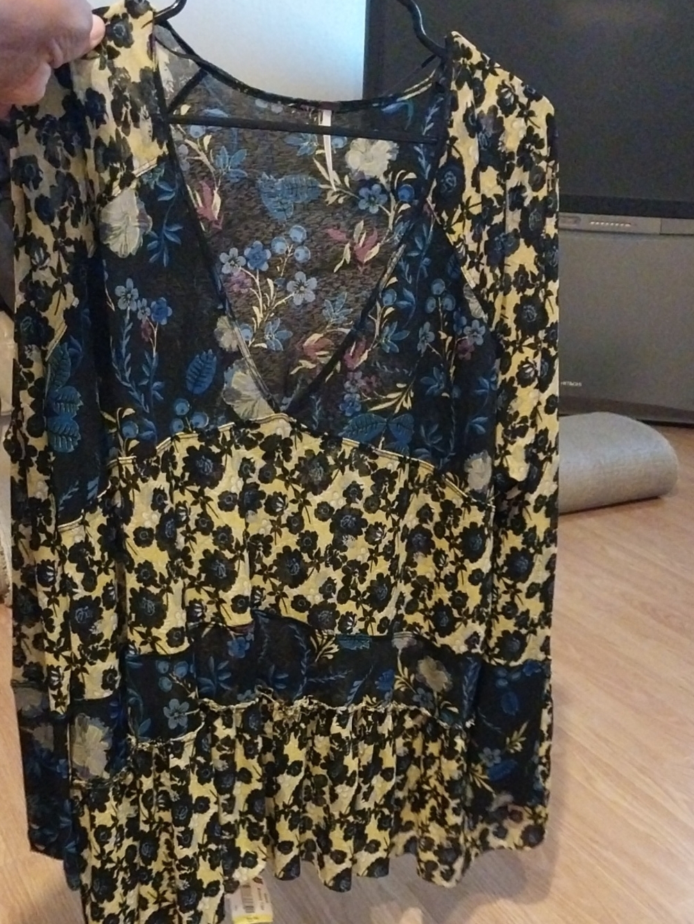 Fp Floral Tiered Long-Sleeve Women’s Top - Olive & Navy